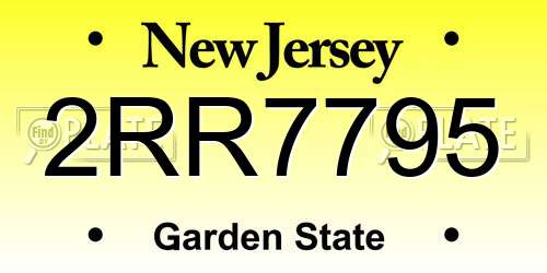 2RR7795 New Jersey License Plate