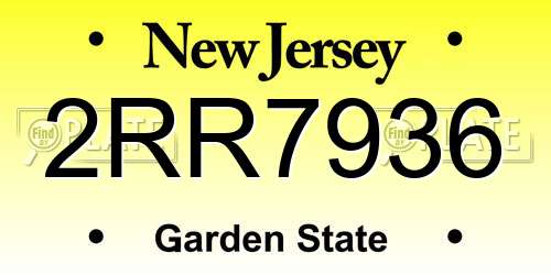 2RR7936 New Jersey License Plate