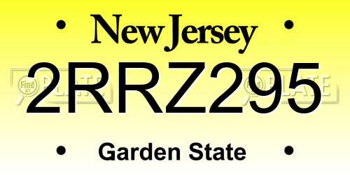 2RRZ295 New Jersey License Plate
