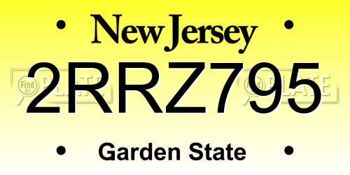 2RRZ795 New Jersey License Plate