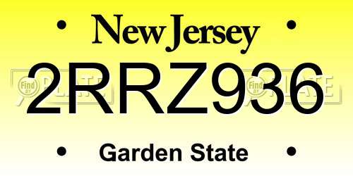 2RRZ936 New Jersey License Plate