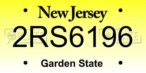 2RS6196 New Jersey License Plate