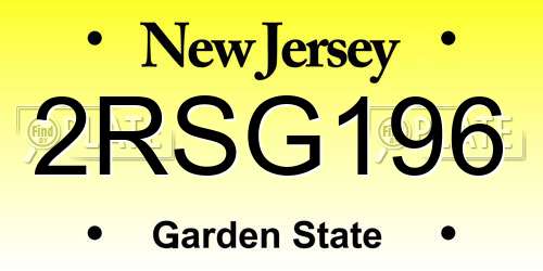 2RSG196 New Jersey License Plate