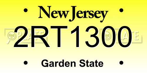 2RT1300 New Jersey License Plate