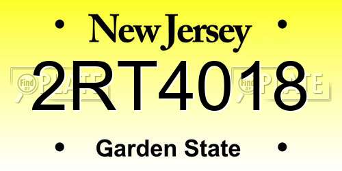 2RT4018 New Jersey License Plate