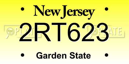 2RT623 New Jersey License Plate