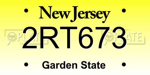 2RT673 New Jersey License Plate