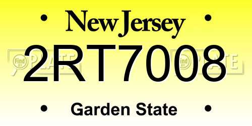 2RT7008 New Jersey License Plate