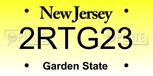 2RTG23 New Jersey License Plate