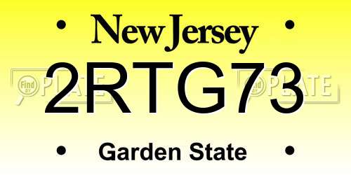2RTG73 New Jersey License Plate