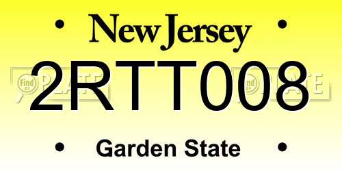 2RTT008 New Jersey License Plate