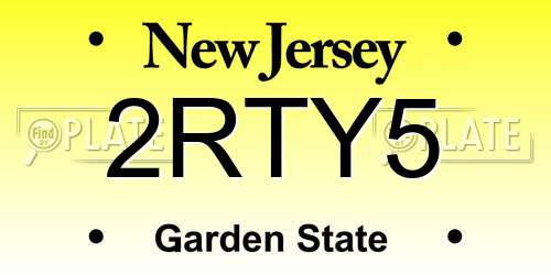 2RTY5 New Jersey License Plate