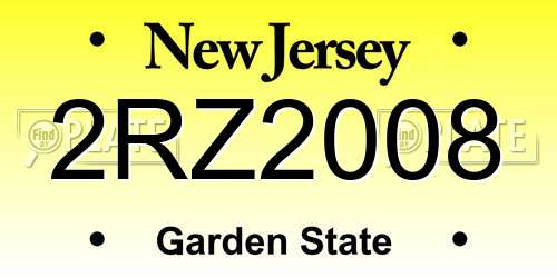 2RZ2008 New Jersey License Plate