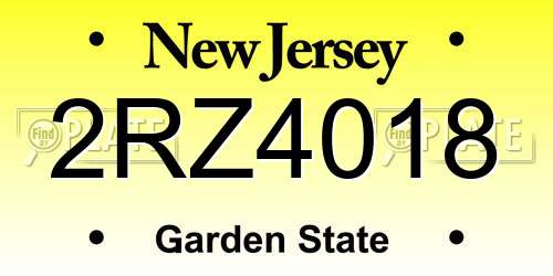 2RZ4018 New Jersey License Plate