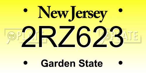 2RZ623 New Jersey License Plate