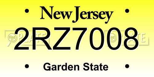 2RZ7008 New Jersey License Plate