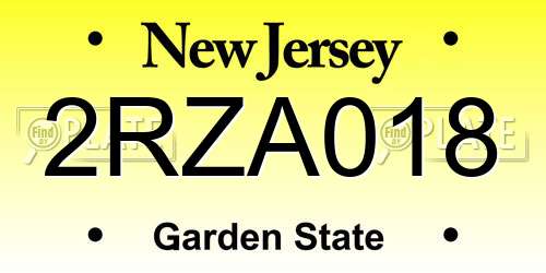 2RZA018 New Jersey License Plate