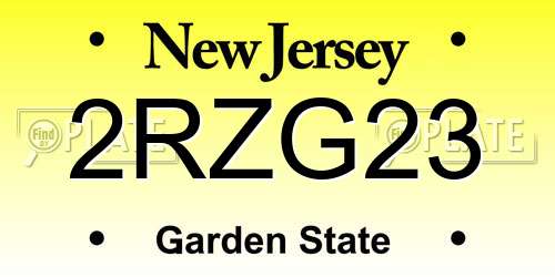 2RZG23 New Jersey License Plate