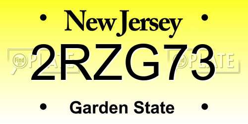 2RZG73 New Jersey License Plate