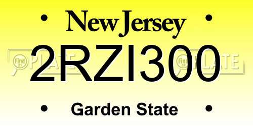 2RZI300 New Jersey License Plate