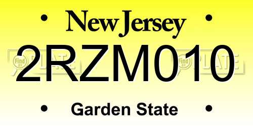 2RZM010 New Jersey License Plate