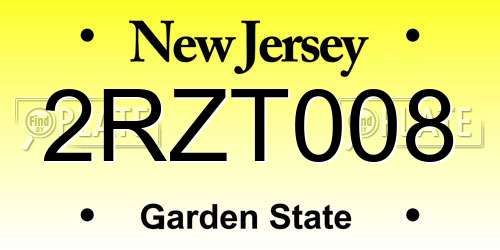 2RZT008 New Jersey License Plate