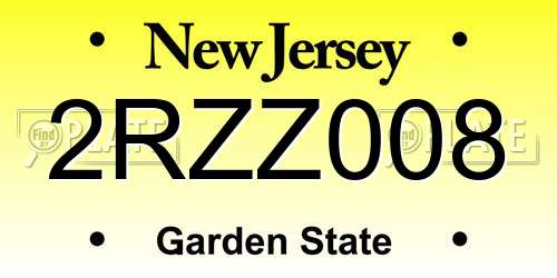 2RZZ008 New Jersey License Plate