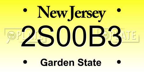 2S00B3 New Jersey License Plate
