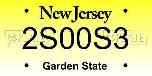2S00S3 New Jersey License Plate