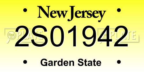 2S01942 New Jersey License Plate