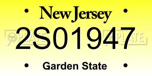 2S01947 New Jersey License Plate