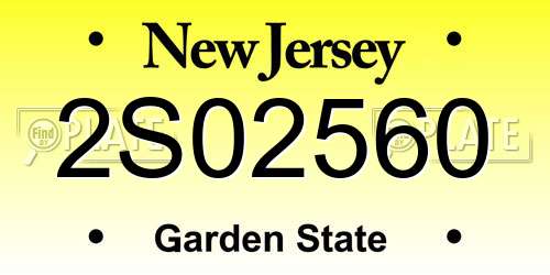 2S02560 New Jersey License Plate