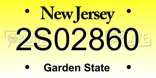 2S02860 New Jersey License Plate