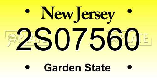 2S07560 New Jersey License Plate