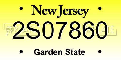 2S07860 New Jersey License Plate