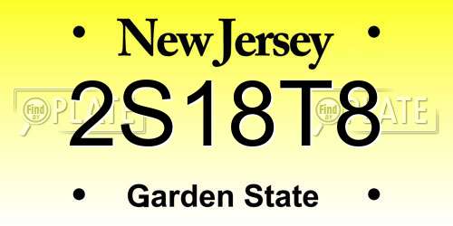 2S18T8 New Jersey License Plate