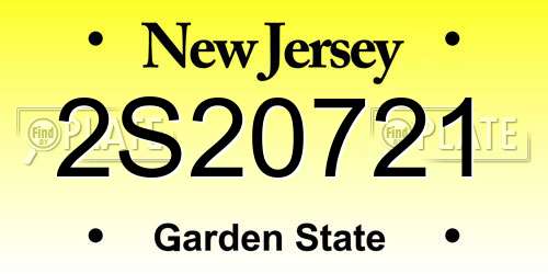 2S20721 New Jersey License Plate