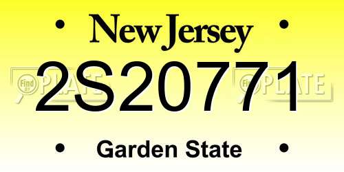 2S20771 New Jersey License Plate