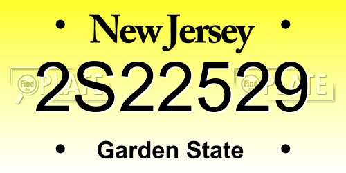 2S22529 New Jersey License Plate