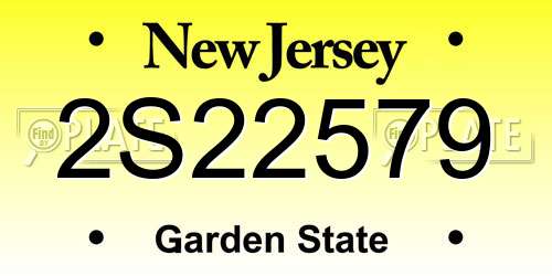2S22579 New Jersey License Plate