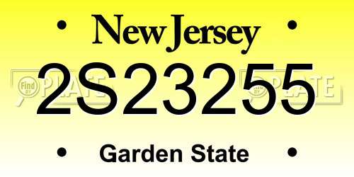 2S23255 New Jersey License Plate
