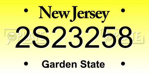 2S23258 New Jersey License Plate