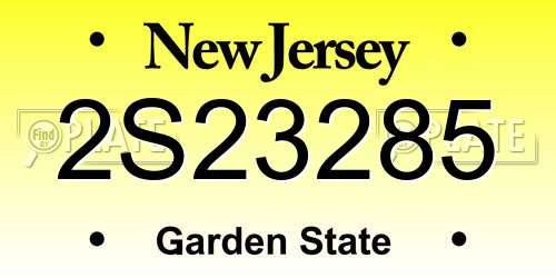 2S23285 New Jersey License Plate