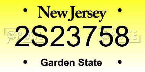 2S23758 New Jersey License Plate
