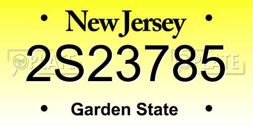 2S23785 New Jersey License Plate