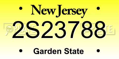 2S23788 New Jersey License Plate