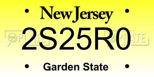 2S25R0 New Jersey License Plate