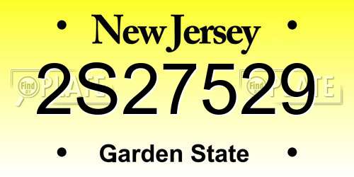2S27529 New Jersey License Plate