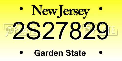 2S27829 New Jersey License Plate