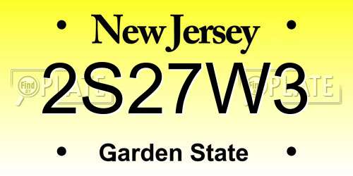 2S27W3 New Jersey License Plate